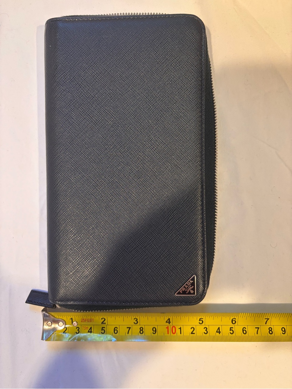 Prada Saffiano Navy Zip-Around Wallet with Authentican Document